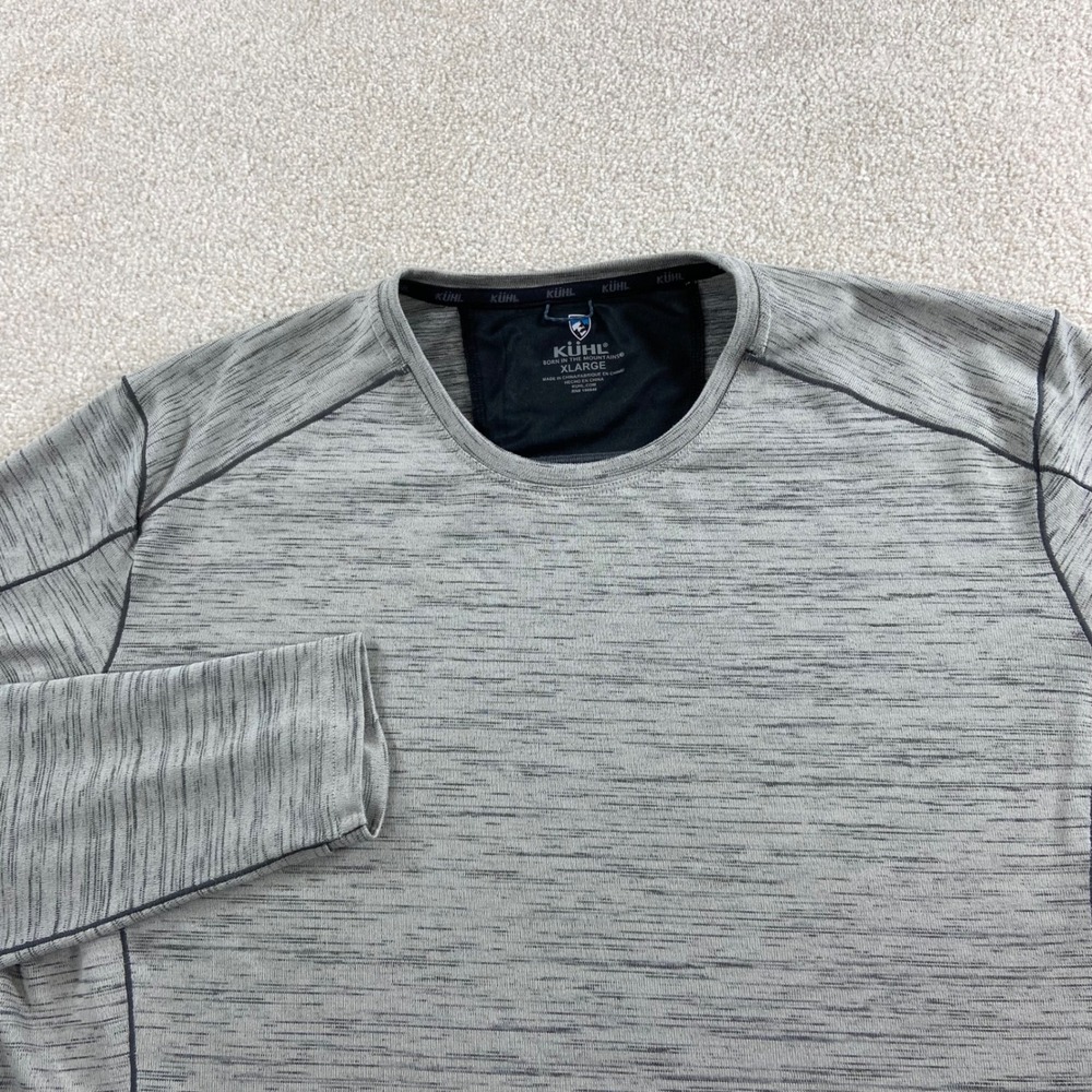 Kuhl Alloy Crew Shirt Mens XL Grey Space Dye Long Sleeve Performance Tee